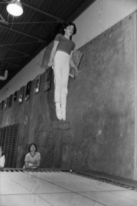 Trampoline routine rehearsal