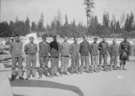 Military sports, Hastings Park - men standing in a row
