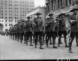 R.C.M.P. marching in 1953 P.N.E. Opening Day Parade