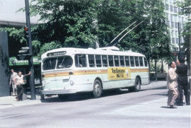 [B.C. Transit bus - No. 5 Robson at the corner of Granville Street and Pender Street]