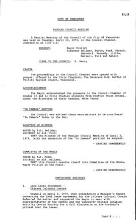 Council Meeting Minutes : Apr. 10, 1979