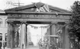 Lumberman's Arch, erected for the visit of H.R.H. The Duke of Connaught, at Pender and Hamilton