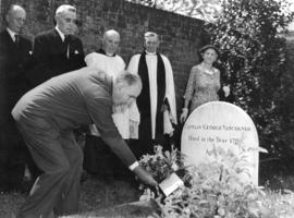 [Mr. H.R. MacMillan lays a wreath on the grave of Captain George Vancouver]