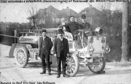 [Firemen and the first motorized chemical engine - Nelson Street near Nicola Street]