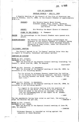 Council Meeting Minutes : July 8, 1969