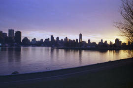 [Downtown Vancouver skyline and Stanley Park Causeway, Stanley Park]