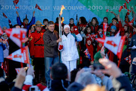 Day 25 Torchbearer 43 George Gallant lights the cauldron in Shediac, New Brunswick's Community Ce...