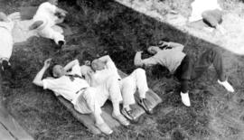 The trip to the Shaw's, Gambier Island : Resting after a good meal