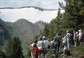 The group looking at snow ridge