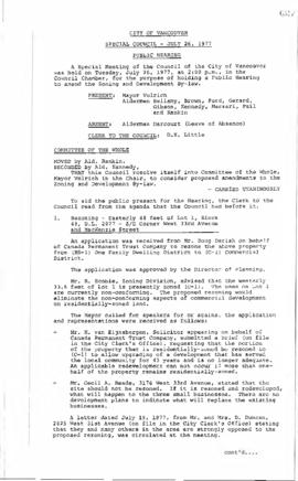 Special Council Meeting Minutes : July 26, 1977
