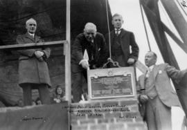 Lieutenant Governor Bruce Laying Corner Stone Administration Building Airport, Sea Island : Septe...