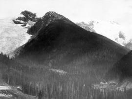 [View of Glacier House hotel on the C.P.R. mainline in the Selkirk Mountains]