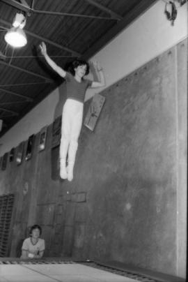 Trampoline routine rehearsal