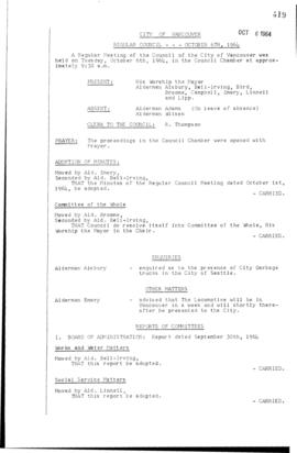 Council meeting minutes, Vol. 87 : Oct. 6, 1964