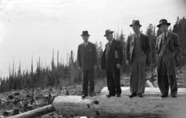 [Premier John Hart and party on Hollyburn mountain to review a timber conservation plan]