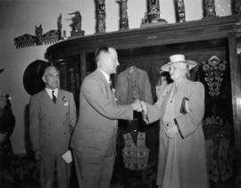 V.E.A. President J. Dunsmuir, Vancouver Mayor J.W. Cornett, and Mary Lipsett