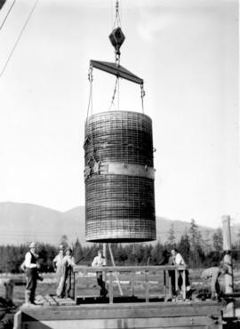 [A part of the First Narrows pressure tunnel being put into place]
