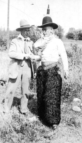 [Board of Trade trip - Mayor L.D. Taylor and board member in cowboy dress]