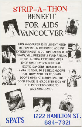 Strip-a-thon benefit for AIDS Vancouver : Spats, 1222 Hamilton St.