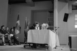 Judge Angela Kan presiding at a Canadian citizenship ceremony