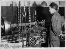War work: machining turnbuckles for Burrard Drydock