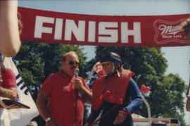 Award presentation at finish line