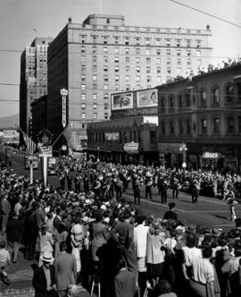 Marching band in 1947 P.N.E. Opening Day Parade