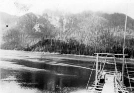 [View of dock and ocean at Stuart Island, B.C.]