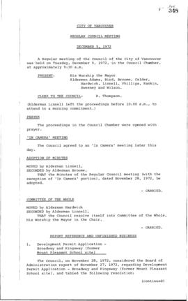 Council Meeting Minutes : Dec. 5, 1972