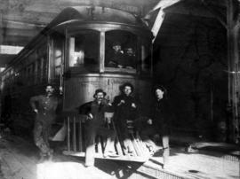 B.C. Electric Railway, interurban streetcar in shop