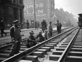 [Construction of street railroad along Granville Street]