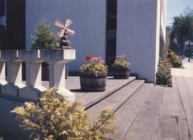 Patio barrel planters [at 1477 West Pender Street]