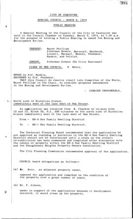 Special Council Meeting Minutes : Mar. 5, 1974