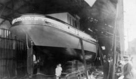 Fishing boat "J.R.D." in dry dock