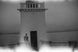 [Unidentified person at Brockton Point Lighthouse]