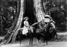 Mary and Elspeth on ponies in Stanley Park