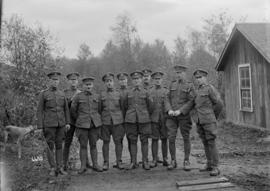 [Group portrait of soldiers in camp]