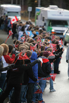 Day 15 Relay crowd cheers for the flame in Newfoundland, Labrador.