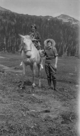 Aubin Burridge and Dorothy Ingram [one woman is sitting on a horse]