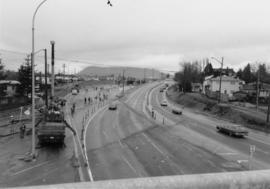 View from crosswalk showing Cassiar Street on the right