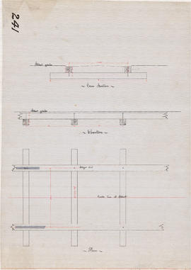 Cross-section, elevation and plan of street railway track