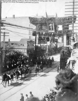 [The Duke and Duchess of Cornwall and York having passed throught the Japanese Arch near 330 Hast...